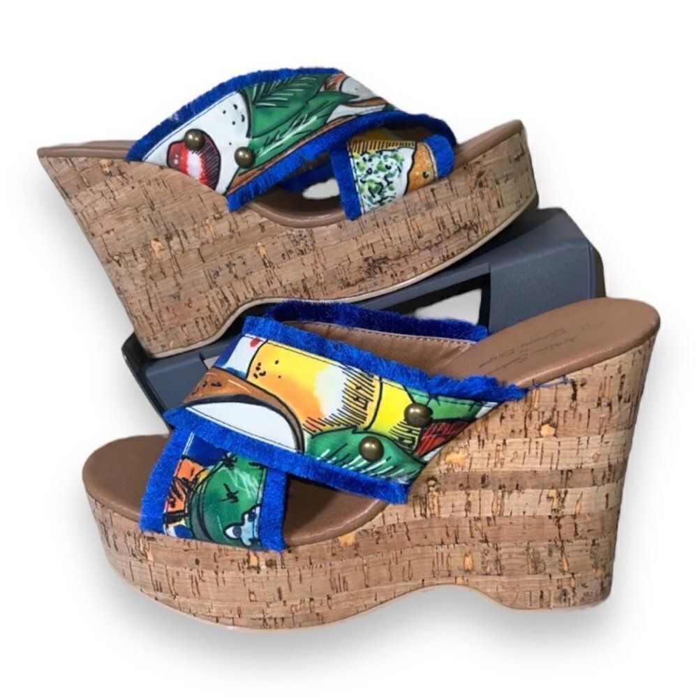Antica Sartoria by Giacomo Cinque‎ Colorful Wedge Sandals Women's 10.5